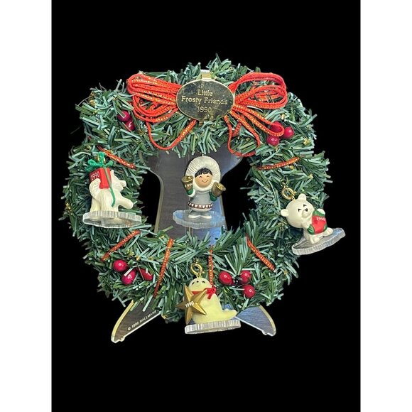 1990 Hallmark Keepsake Xmas Ornament Little Frosty Friends Complete Set Wreath - Picture 1 of 6